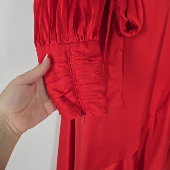 Zimmermann Silk Midi Wrap Dress in Red Size 1 Medium - Picture 3 of 12